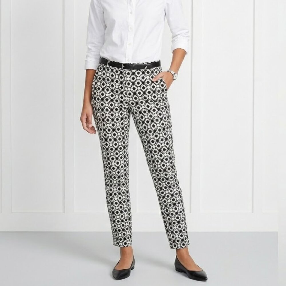 J Crew Siz 28 Toothpick Ankle Skinny Jeans Black White Mod 60s Preppy Modern Fun